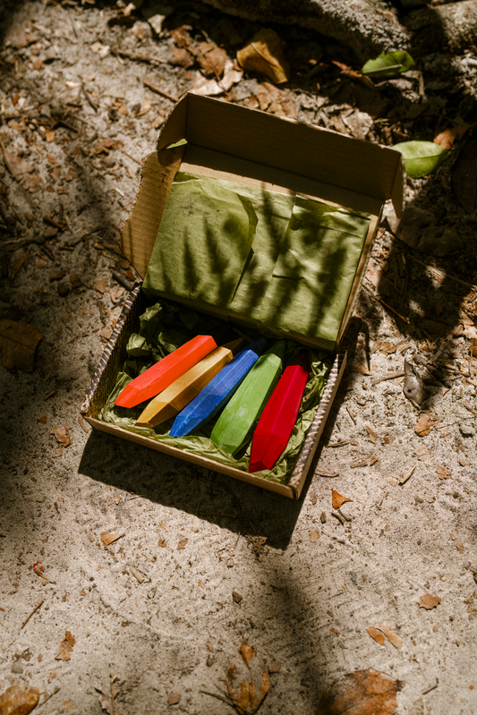 Coffret de 5 crayons de cire naturels - Éveil Créatif